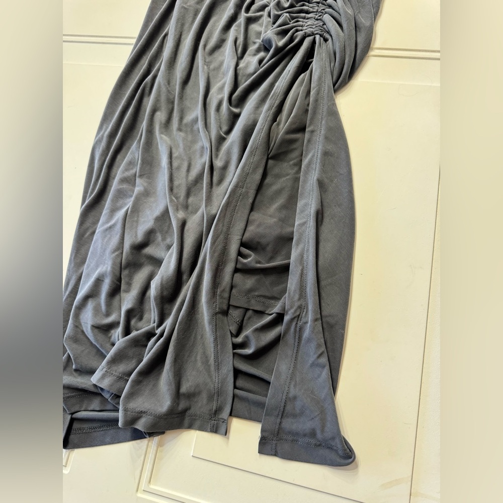 House of Harlow 1960 Women’s Size M Side Ruched Satin Maxi Dress Gray Blue - Picture 2 of 8